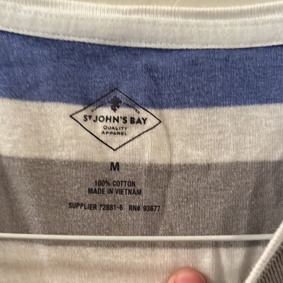 Women’s Short Sleeved T-Shirt, Stripes, Pink, Blue, Gray, White, Size Medium - Picture 2 of 4